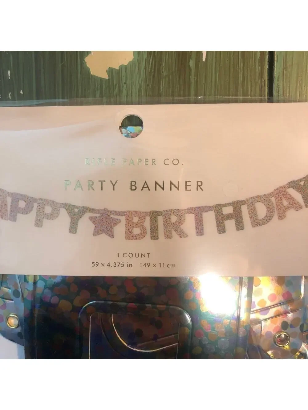 Rifle Paper NEW Happy Birthday Banner Metallic Confetti Pattern